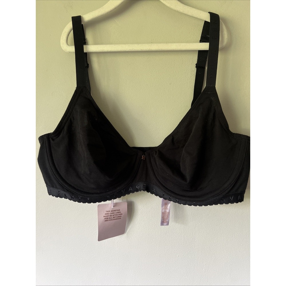 NWT Savage Fenty Cotton Essentials Unlined Black Bra Size 38DD